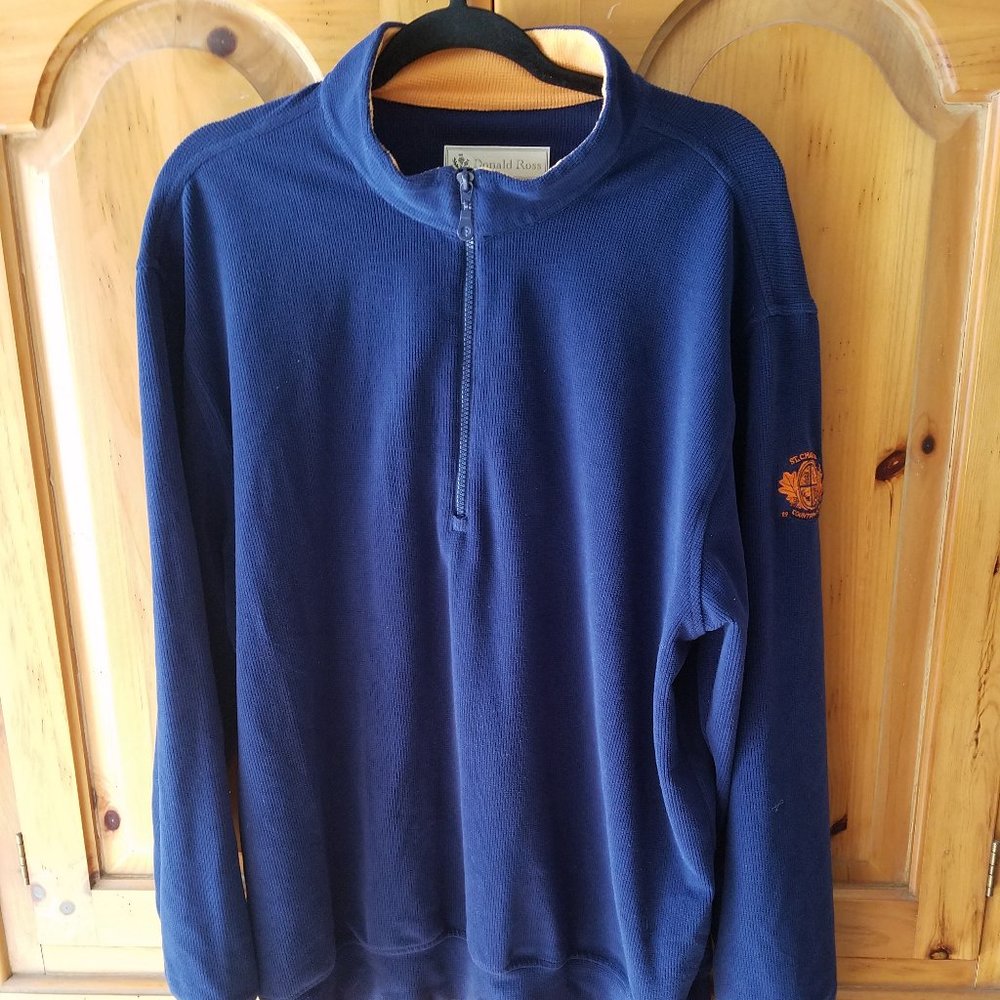 Donald Ross Men's Large Poly Blend 1/4 Zip Pullover Blue/Orange St Charles CC IL